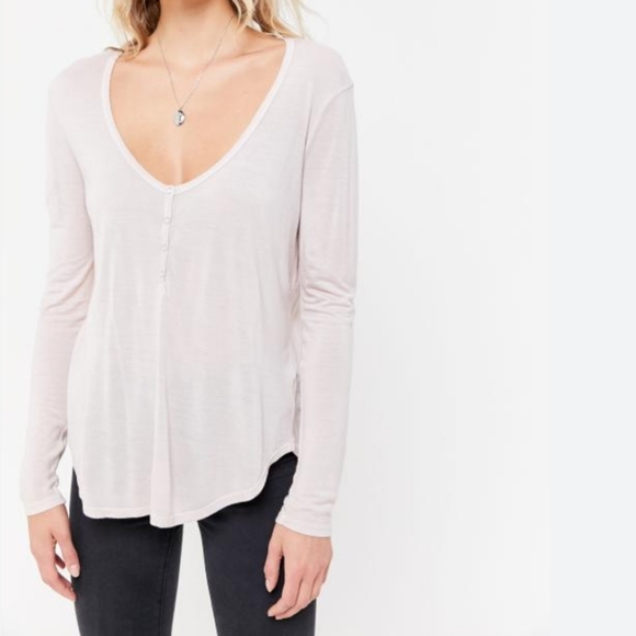 Truly Madly Deeply Deep V Henley Long Sleeve - Picture 1 of 5